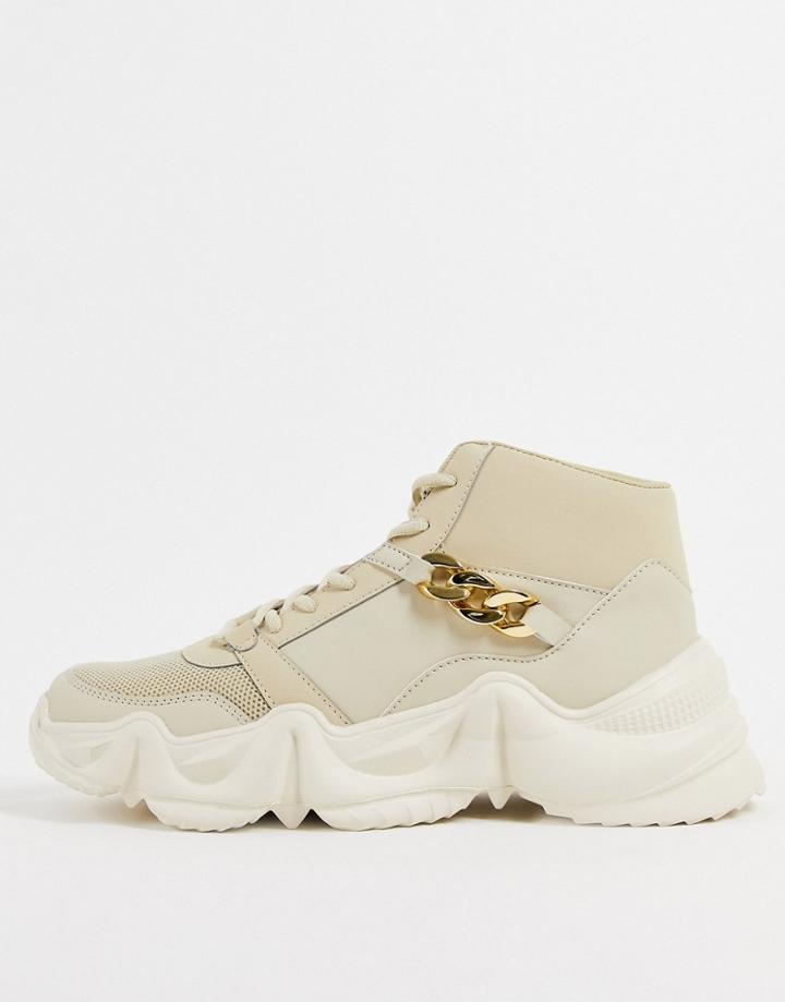 Public Desire Wylie Chain Sneakers In Beige-neutral