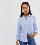 New Look Linen Shirt In Mid Blue