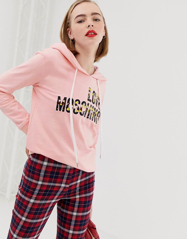 Love Moschino Novelty Logo Hoodie - Pink