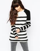 Asos Sweater In Soft Yarn With Contrast Stripe Detail - Multi
