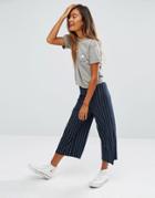Pull & Bear Stripe Culotte - Blue