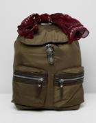 Pull & Bear Nylon Backpack In Khaki - Green