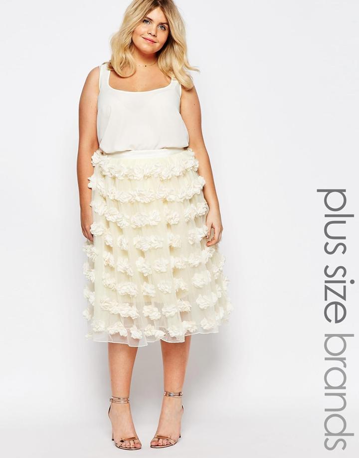 Truly You 3d Applique Tulle Prom Skirt - Cream