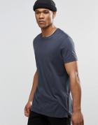 Asos Longline T-shirt With Side Zips In Ebony - Ebony