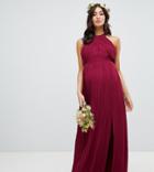 Tfnc Maternity Pleated Bridesmaids Maxi Dress - Red
