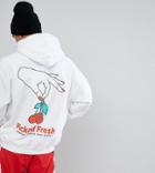 Crooked Tongues Hoodie With Cherry Print In White - White
