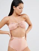 Lavish Alice Rose Ring Bandeau Bikini Top - Pink