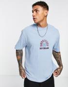 Topman Oversized Fit T-shirt With Connecticut Embroidery In Light Blue