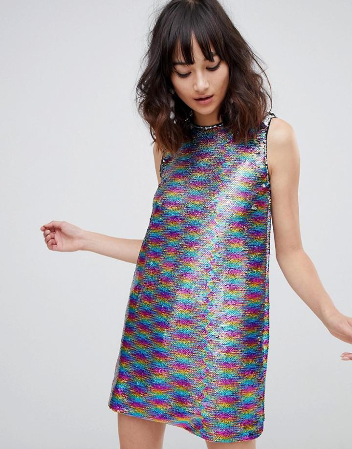 Unique 21 All Over Sequin Shift Dress-multi