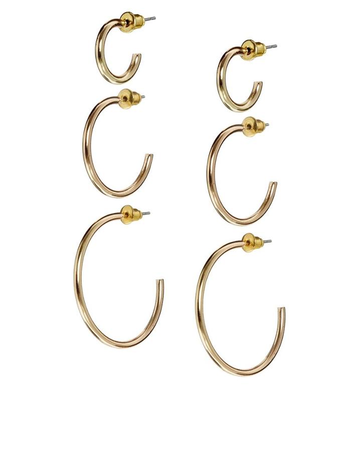 Asos 3 Sized Plain Hoop Earrings