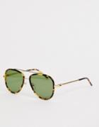 Marc Jacobs Aviator Sunglasses In Tort - Gold