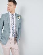Asos Design Wedding Skinny Blazer In Dark Green Cross Hatch Nepp - Green
