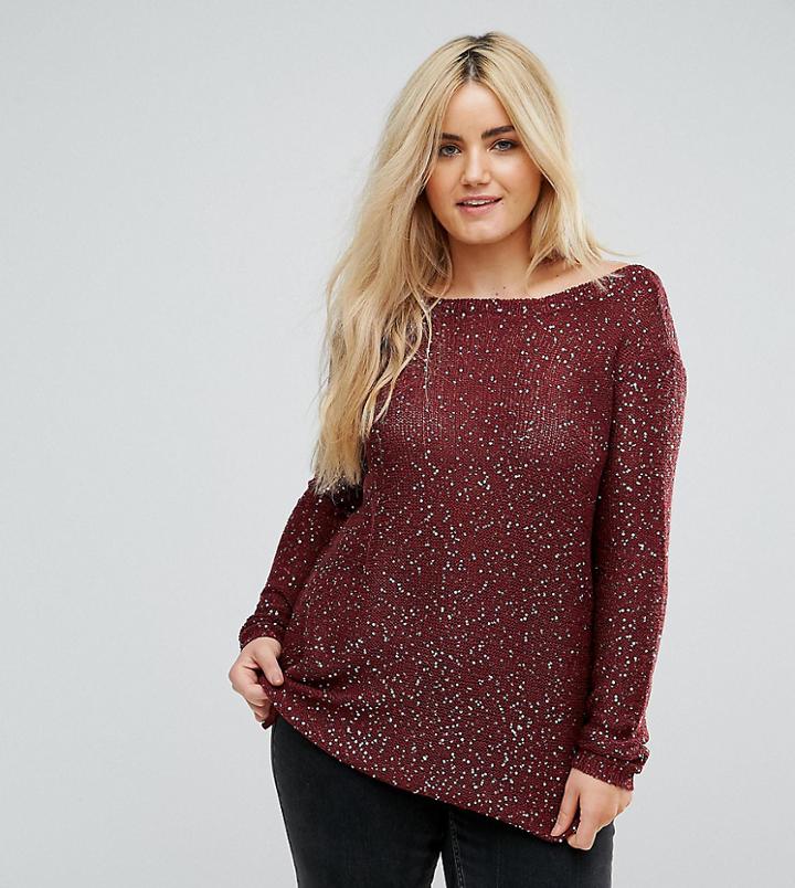 Junarose Sequin Knittted Sweater - Red
