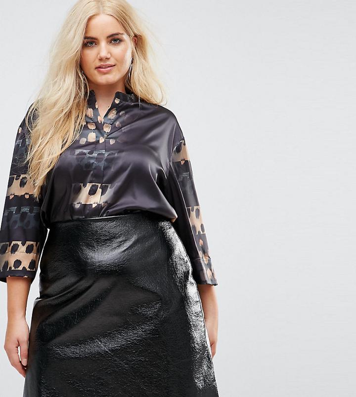 Elvi Button Front Shirt In Contrast Leopard Print - Multi