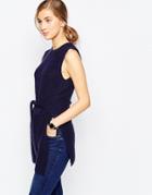 Asos Knit Tunic With Belt - Navy