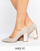 New Look Wide Fit Pointed Court Heel - Gray