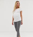 Asos Design Maternity Over The Bump Legging In Gray Heather-grey