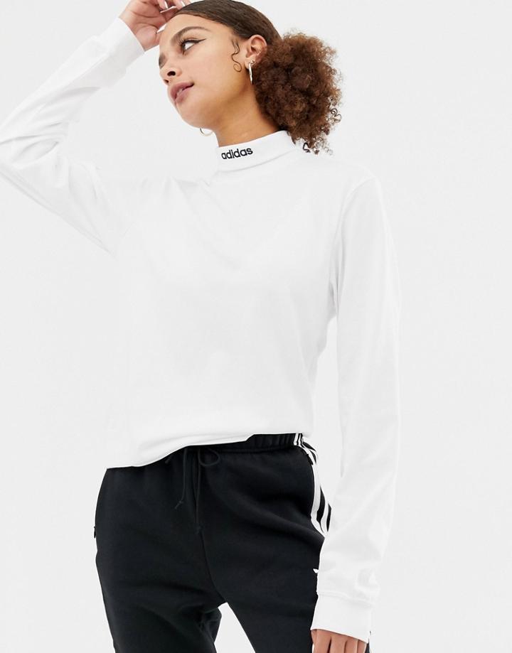 Adidas Skateboarding Logo Roll Neck Top In White - White