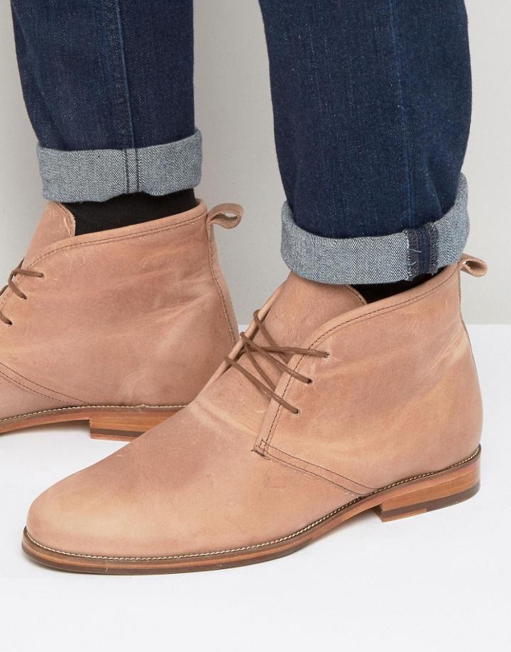 Bobbies Le Monsieur Leather Short Lace Up Boots - Pink