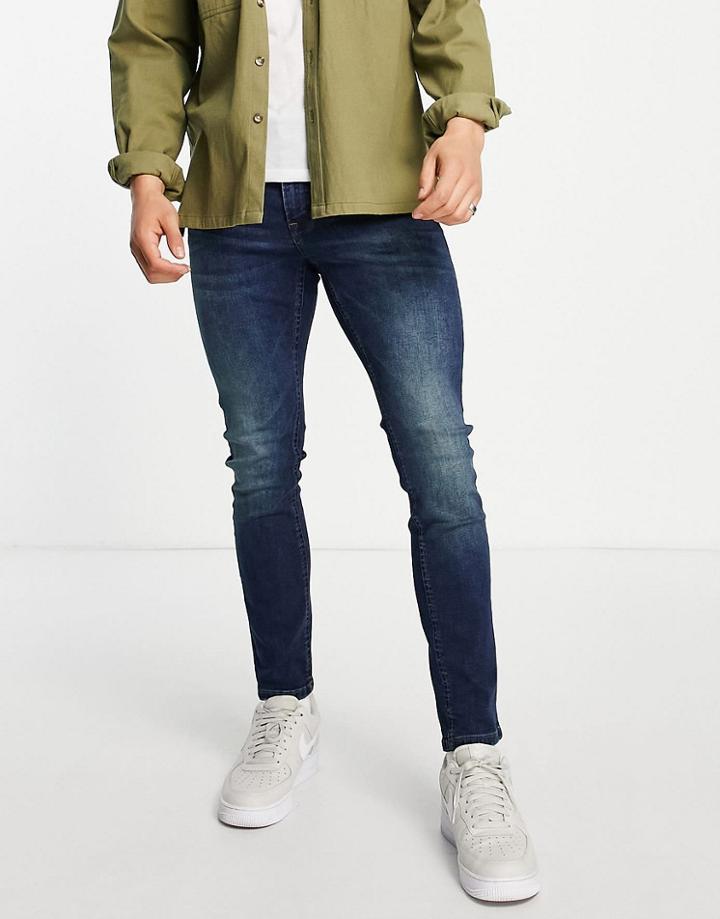 Only & Sons Skinny Fit Jeans In Midwash Blue-blues