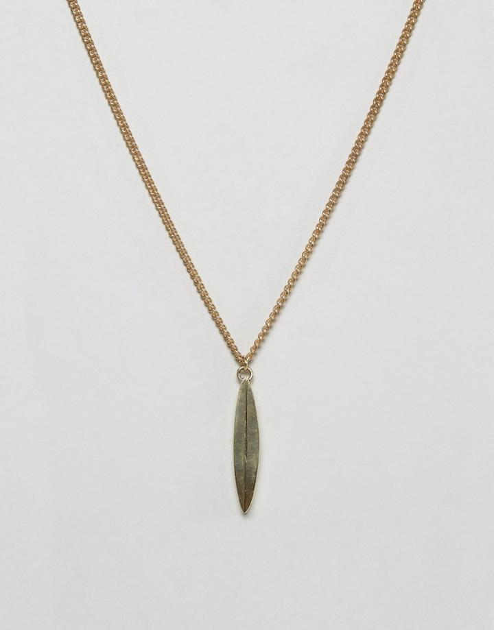 Made Leaf Pendant Necklace - Gold