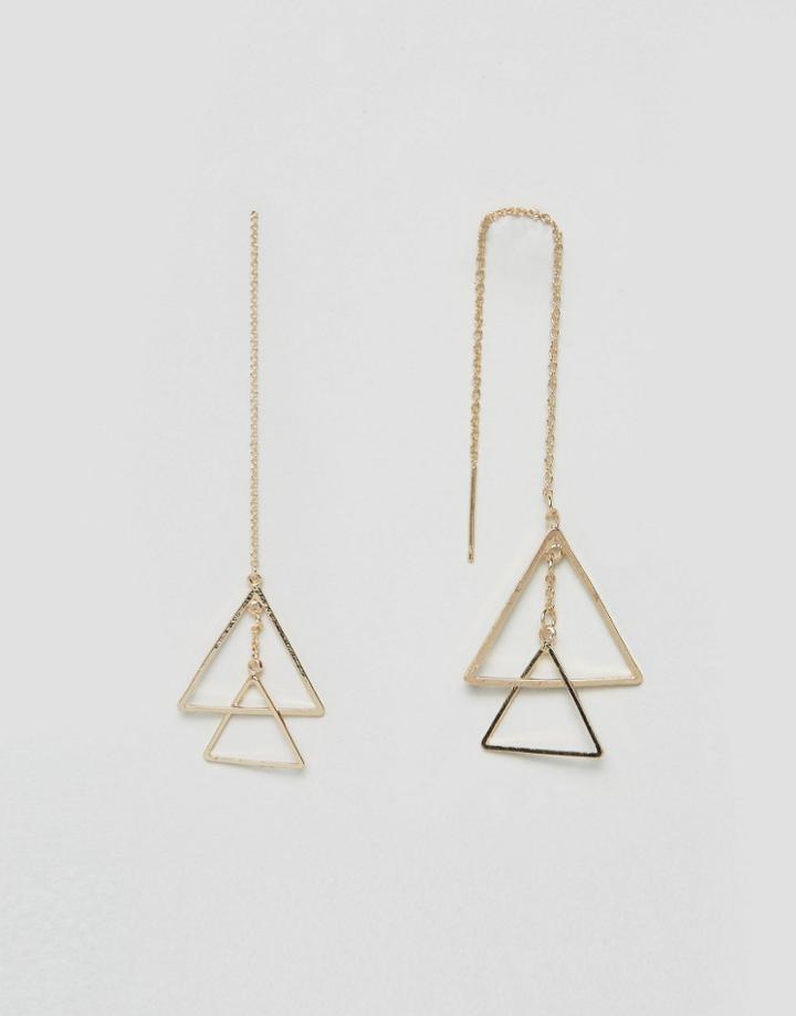 Asos Triangle Interlocking Strand Earrings - Gold