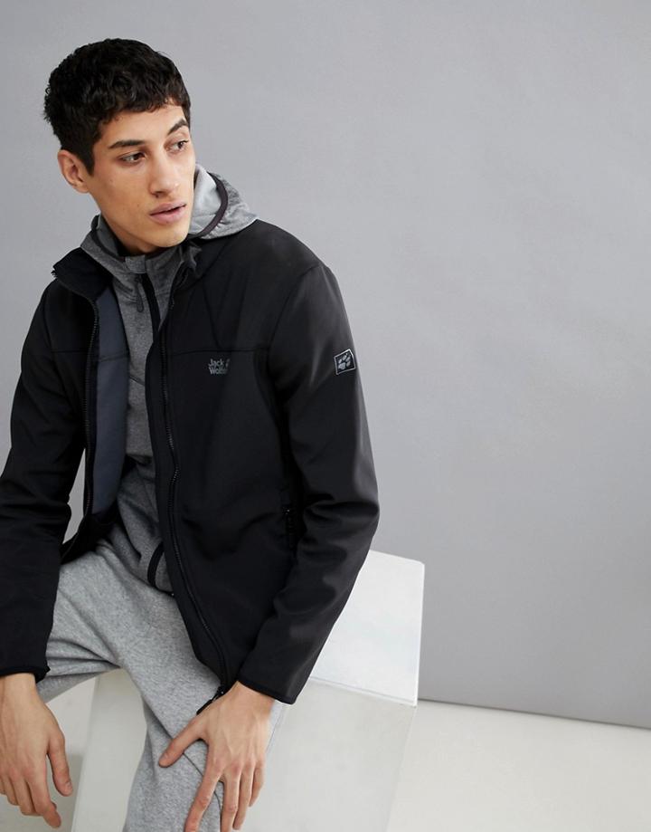 Jack Wolfskin Essential Altis Soft Shell Jacket In Black - Black