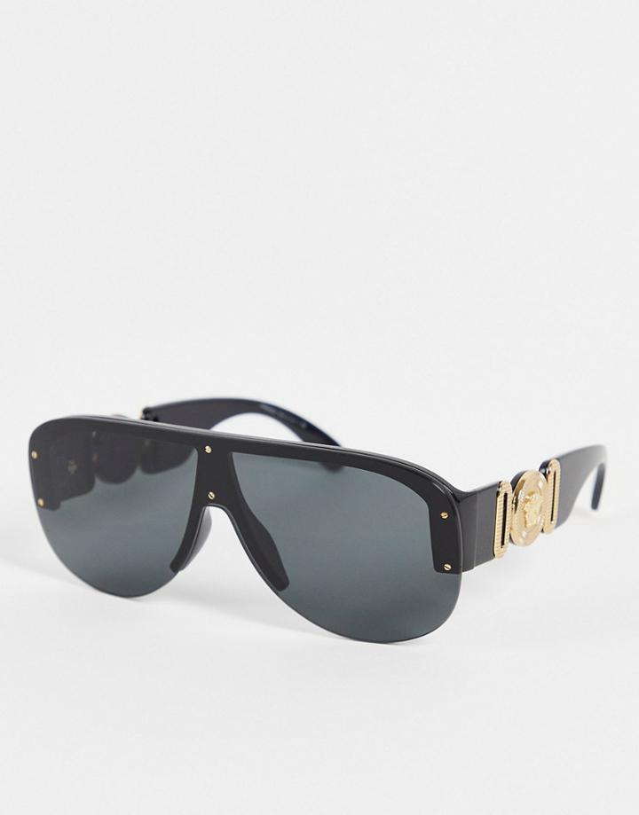 Versace 0ve4391 Oversized Visor Sunglasses In Black