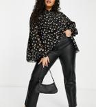 Asos Design Curve Flare Pants In Black Pu