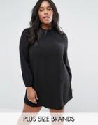 Lovedrobe Plus Swing Dress With Cornelli Trim - Black