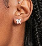 Kingsley Ryan Crystal Butterfly Stud Earrings-silver