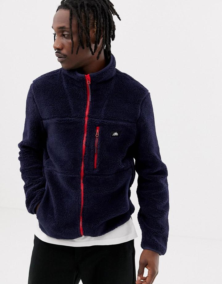 Penfield Honan Borg Fleece Jacket Contrast Zip In Navy