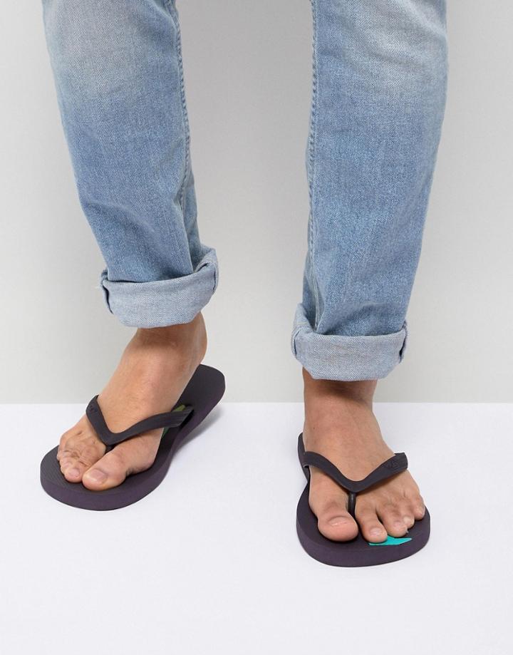 Hollister Solid Rubber Logo Flip Flop In Dark Gray Print - Gray