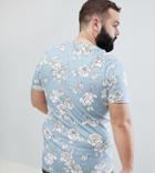 Noose & Monkey Plus Longline Muscle Floral Print T-shirt - Blue