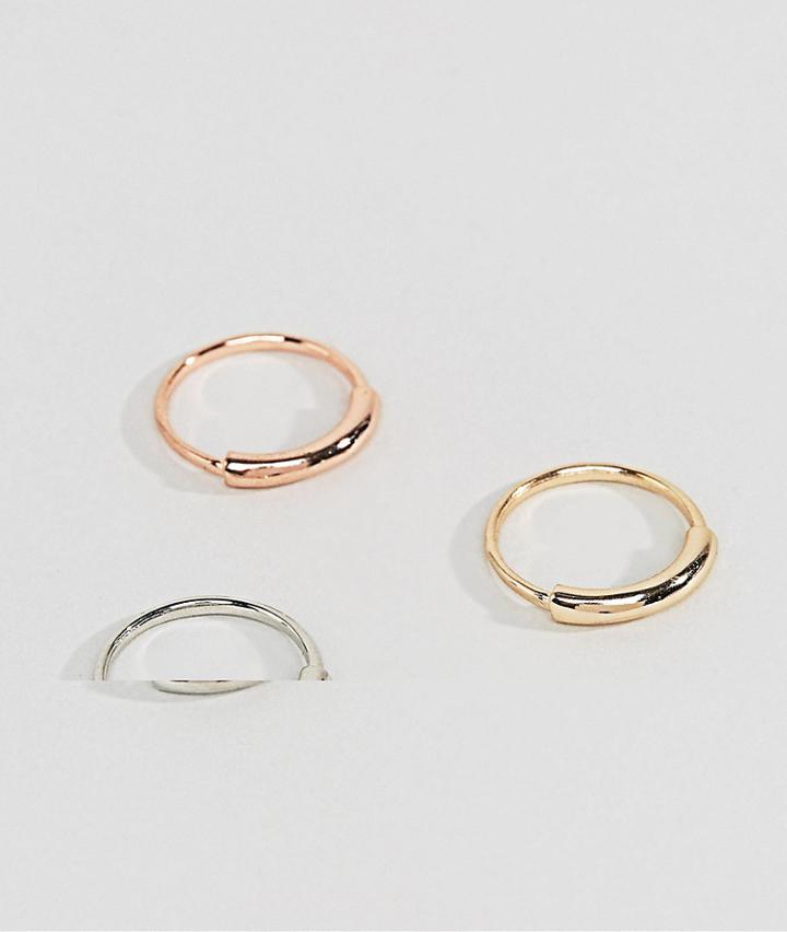 Asos Ditsy Ring Pack In Mixed Metal Finish - Multi