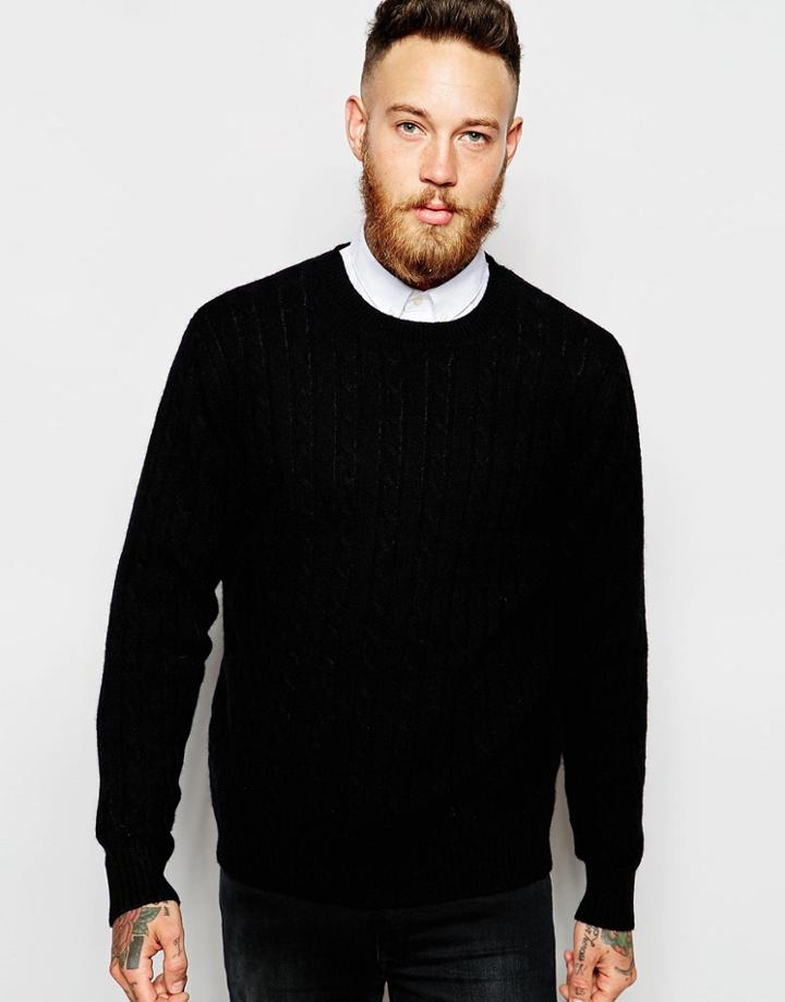 Wood Wood Sweater In Cable Knit - Black