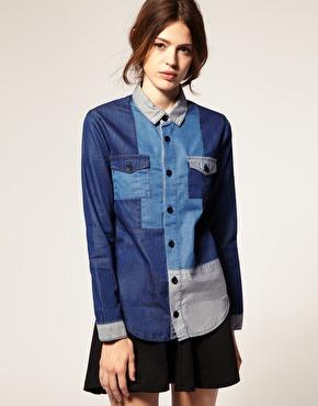 Asos Color Blocked Denim Shirt