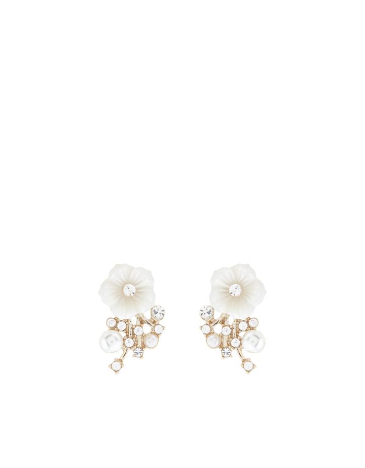 Accessorize Shell Flower Cluster Stud Earrings