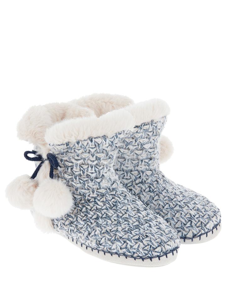 Accessorize Navy & Ecru Slipper Boot