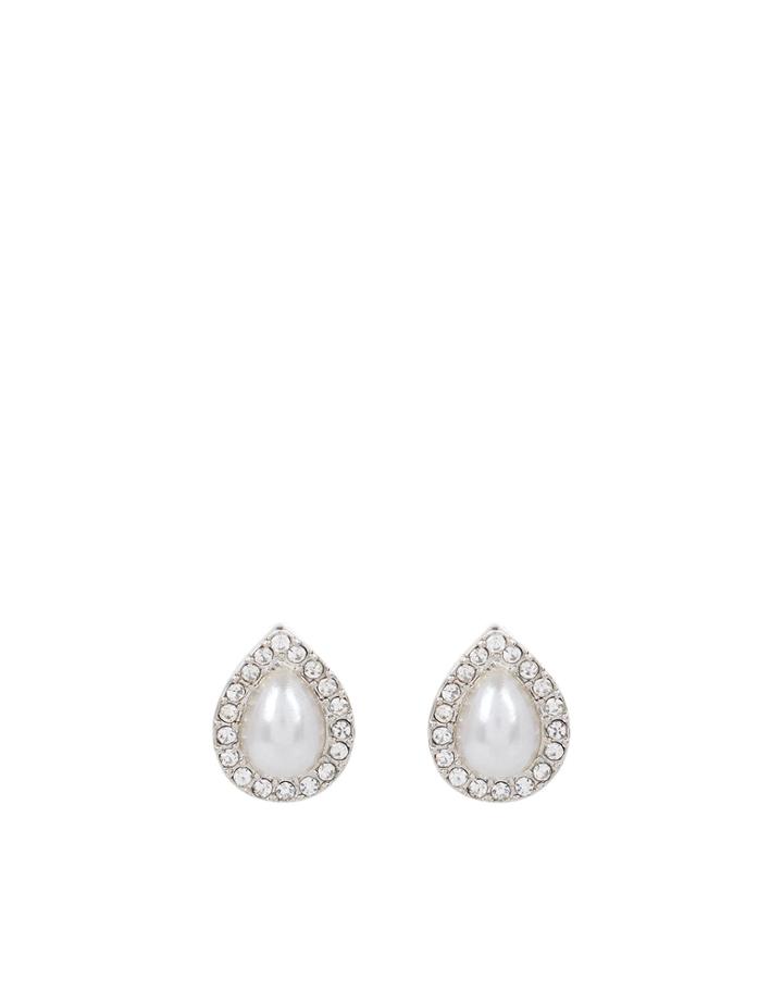 Accessorize Pearl And Crystal Teardrop Stud Earrings