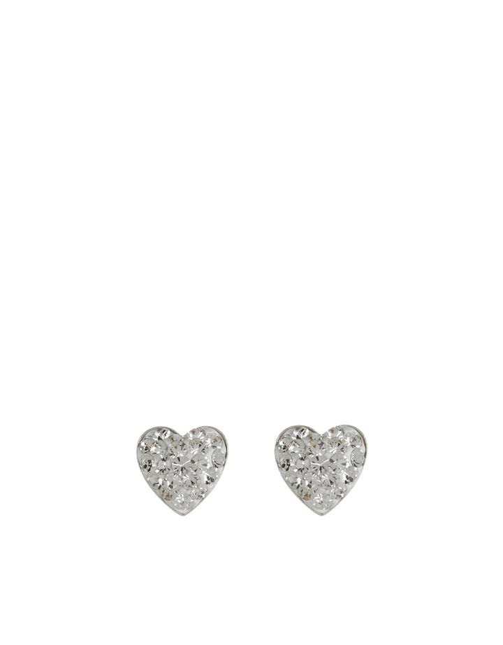 Accessorize Sterling Silver Pave Heart Stud Earrings