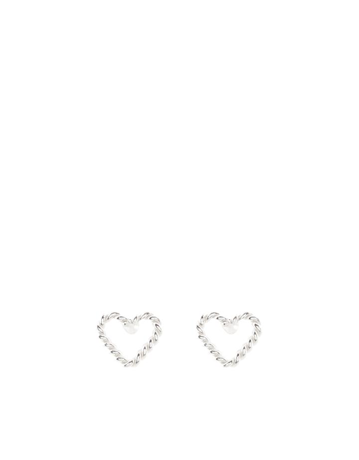 Accessorize Sterling Silver Open Wire Heart Stud Earrings
