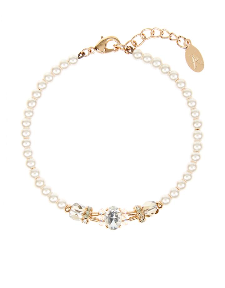 Accessorize Pearl And Jewel Clasp Bangle Bracelet
