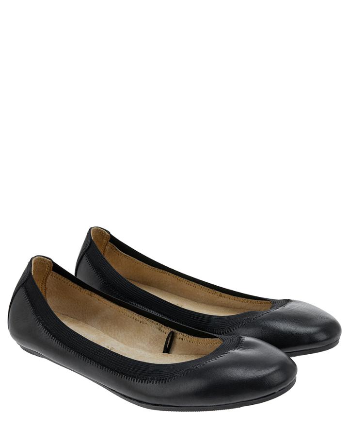 Accessorize Isabelle Elasticated Leather Ballerina Flat Shoes
