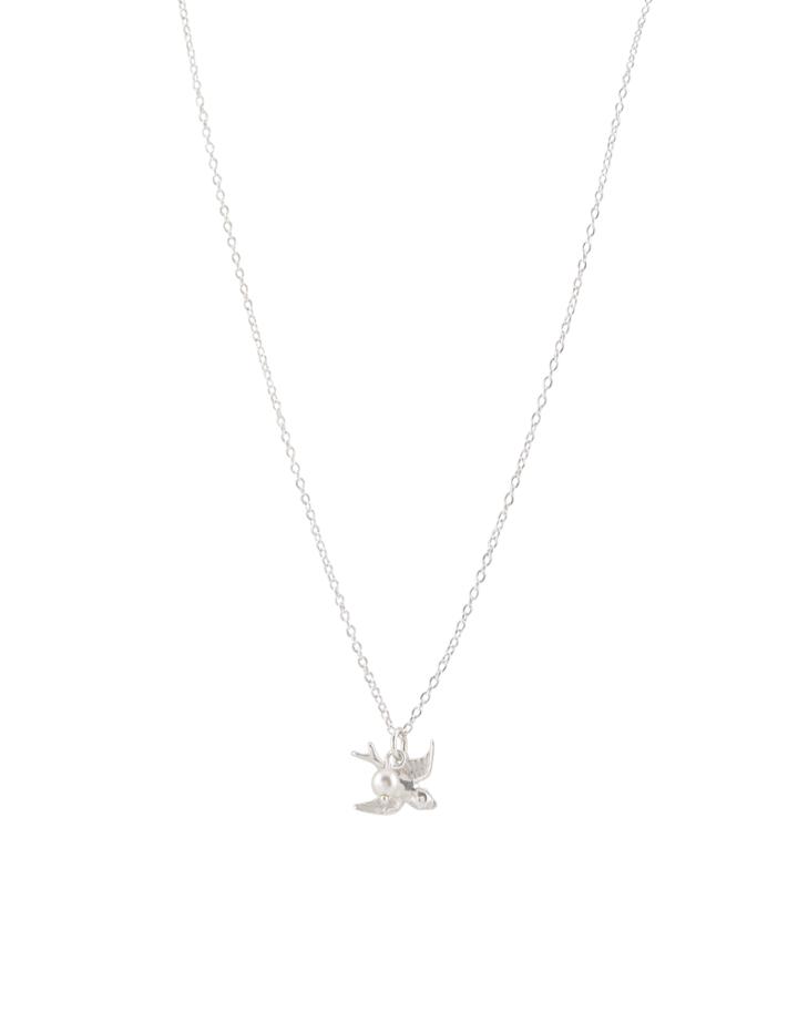 Accessorize Sterling Silver Bird & Pearl Pendant Necklace