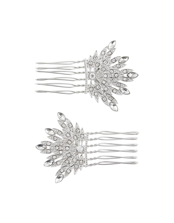 Accessorize 2x Crystal Fan Hair Combs