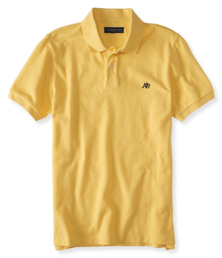 Aeropostale Aeropostale A87 Solid Logo Piqu Polo - Light Yellow, Small