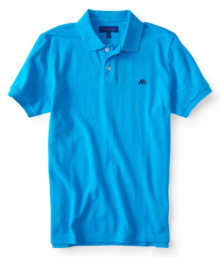 Aeropostale Aeropostale A87 Solid Logo Piqu Polo - Turqoise, Xsmall