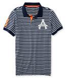 Aeropostale Banner A Slim Stripe Logo Jersey Polo