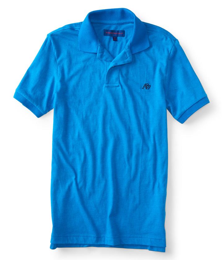 Aeropostale Aeropostale A87 Solid Jersey Polo - Light Blue, Xsmall
